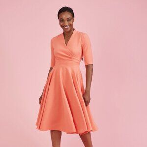 NWT Leyla Coral Midi Swing Dress from The Pretty Dress Company UK Size 16